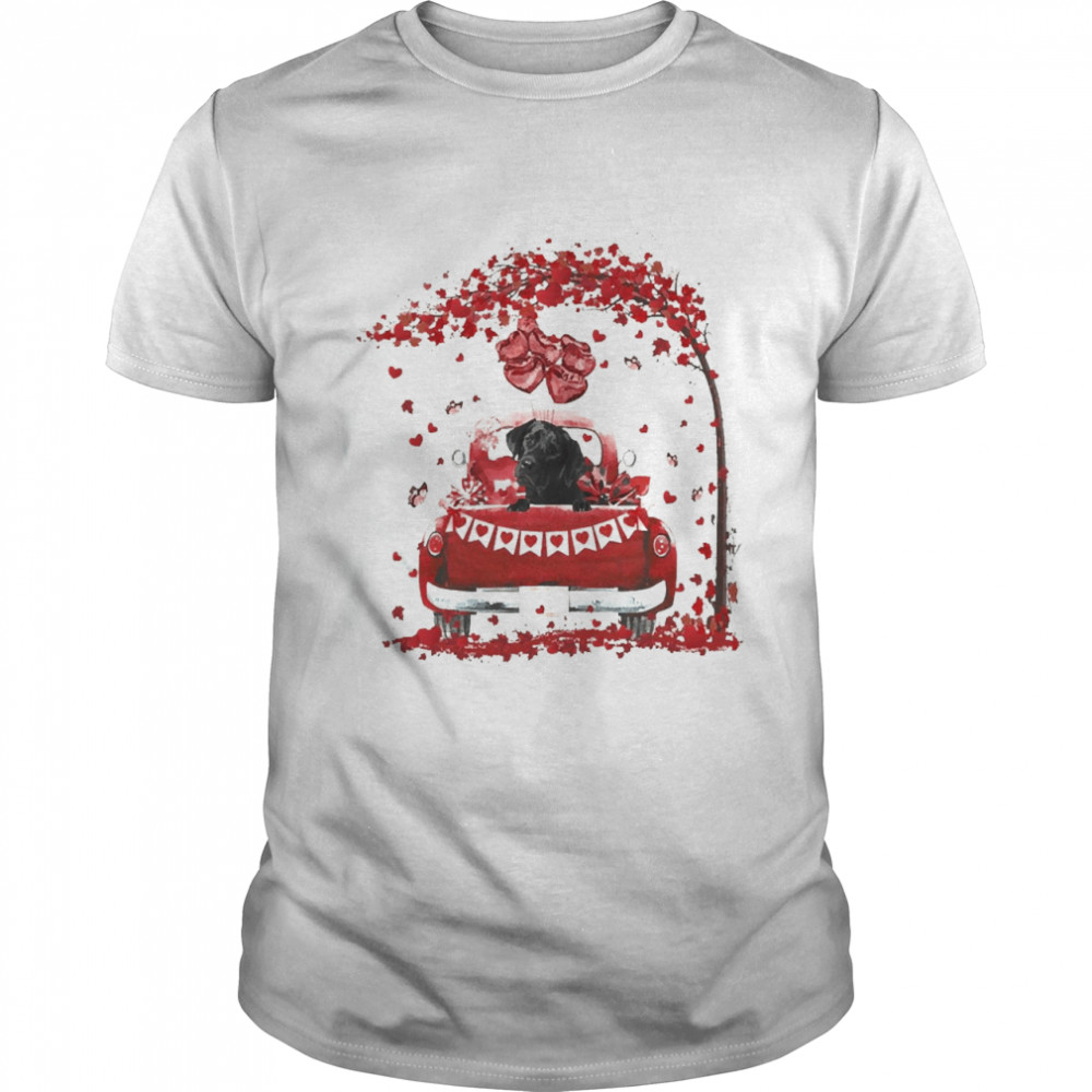 Valentine Red Car Black Labrador Shirt