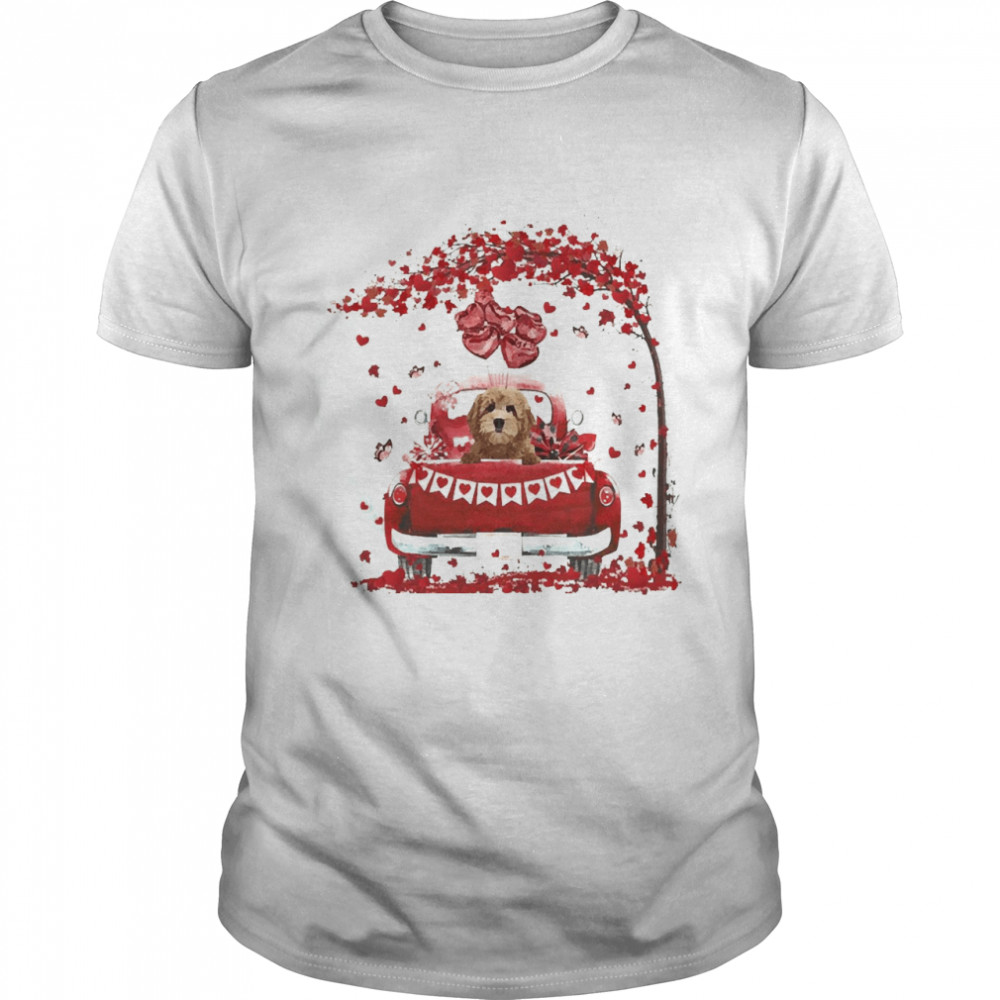 Valentine Red Car Red Goldendoodle Shirt