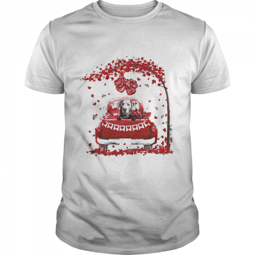 Valentine Red Car Silver Labrador Shirt