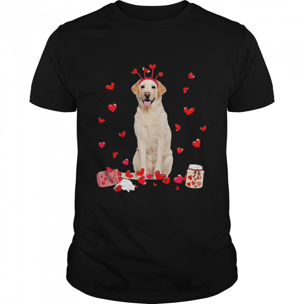 Valentine’s Day Sweet Headband Yellow Labrador Dog Shirt