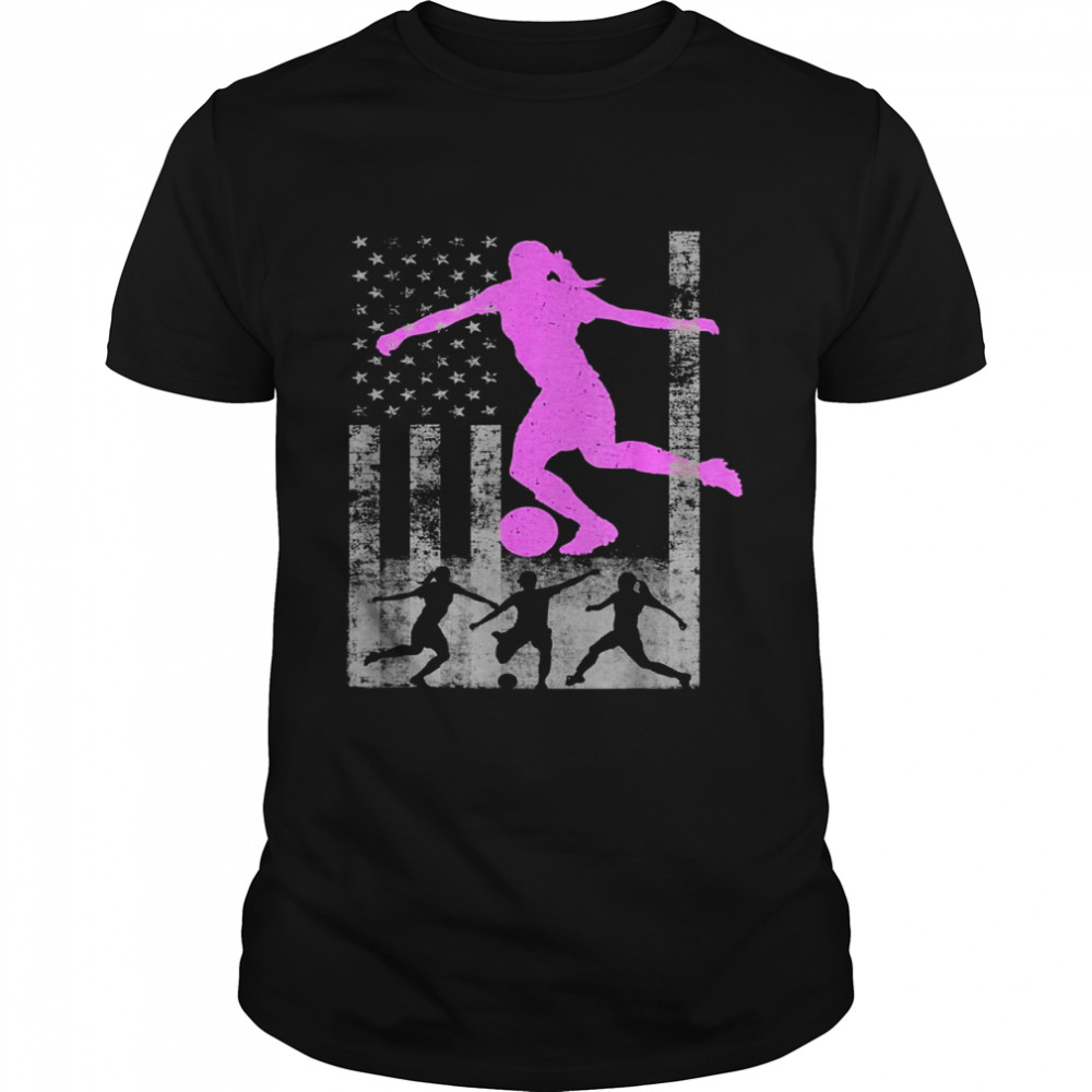 Breast Cancer Awareness Pink Female Soccer Flag Shirt