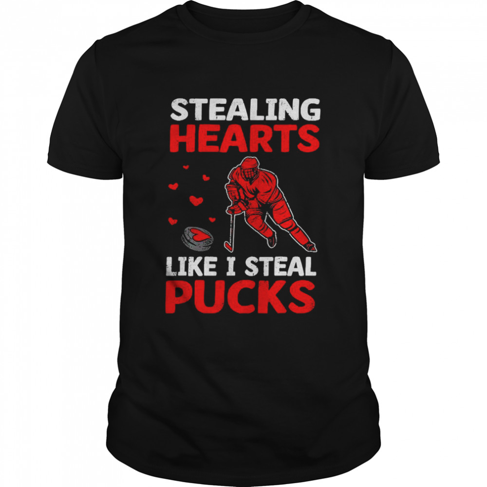 Stealing Heart Like I Steal Pucks Boys Valentines Day Hockey Shirt