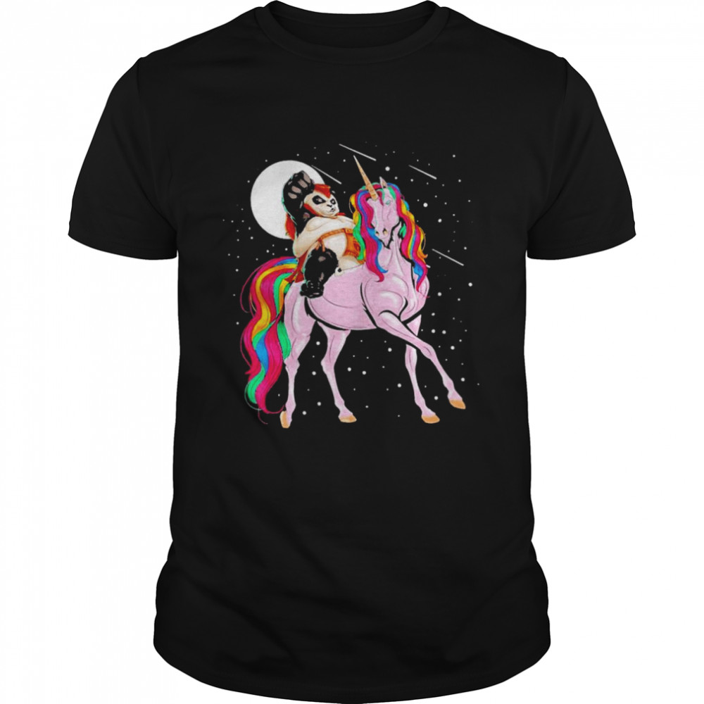 Womens Panda Riding Unicorn Christmas Boys Girls Shirt