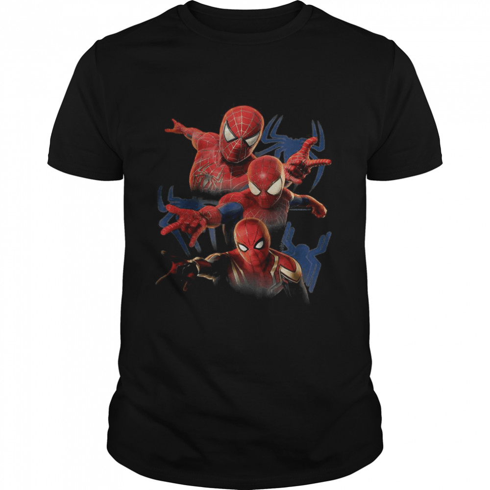 Marvel Spider-Man No Way Home Spider-Man Trio Combat Pose T-Shirt