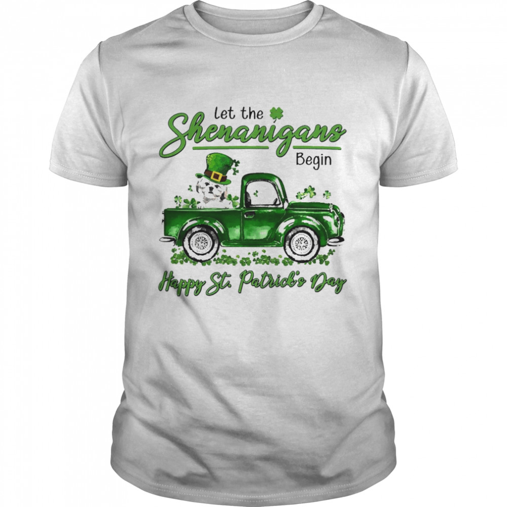 Cream Shih Tzu Dog Let The Shenanigans Begin Happy St. Patrick’s Day Shirt