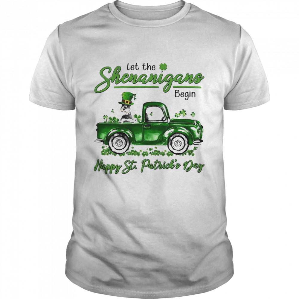 Grey Miniature Schnauzer Let The Shenanigans Begin Happy St. Patrick’s Day Shirt