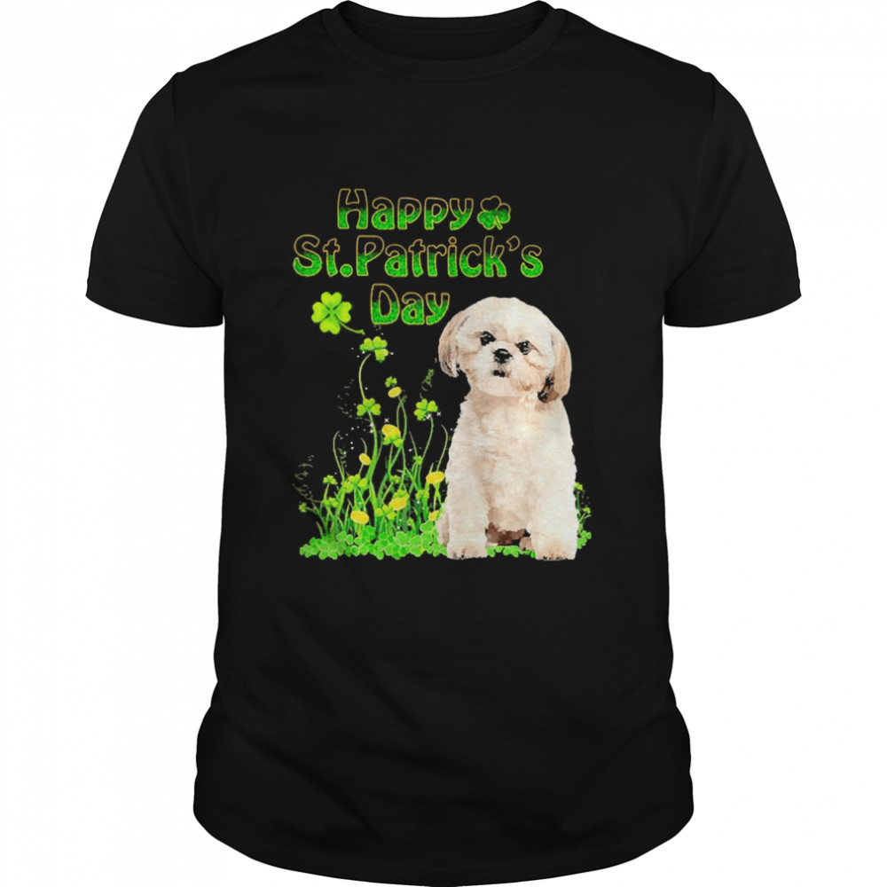 Happy St. Patrick’s Day Patrick Gold Grass Cream Shih Tzu Dog Shirt