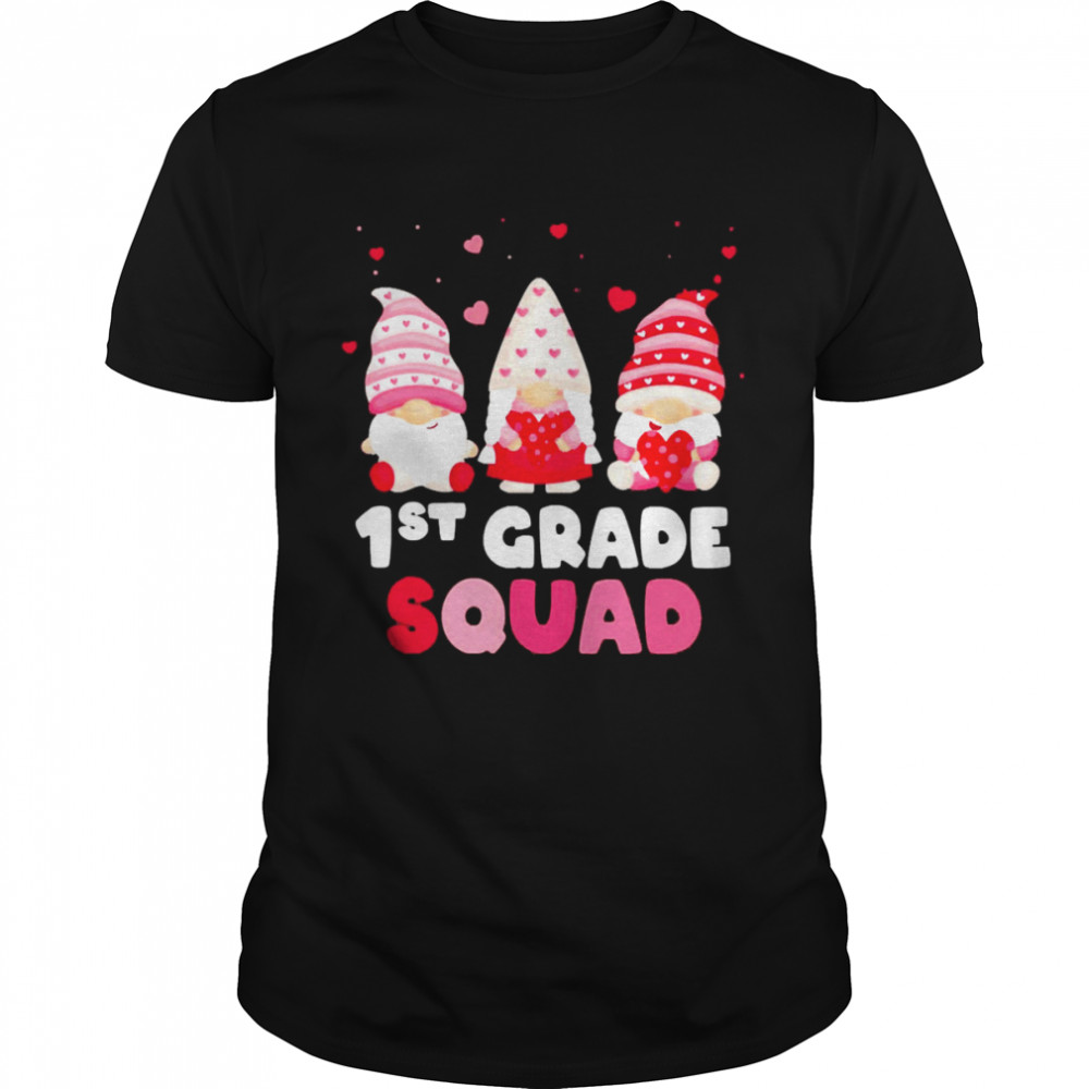 Happy Valentines Day Gnome 1st Grade Squad Shirt
