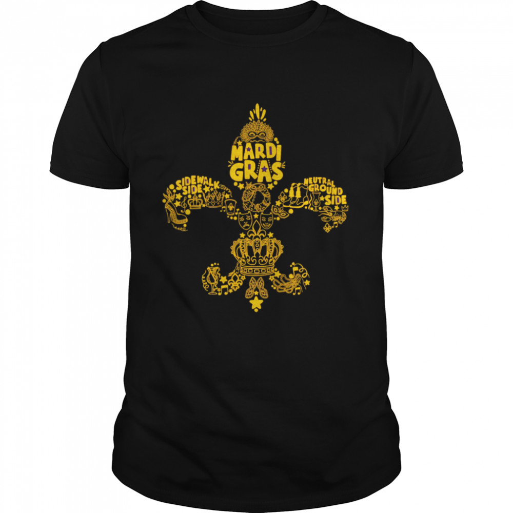 Nola Of The Month Club Mardi Gras Fleur De Lis Shirt