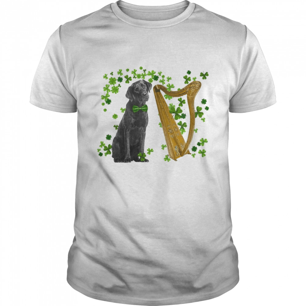 St Patricks Day Irish Lucky Harp Black Labrador Dog Shirt