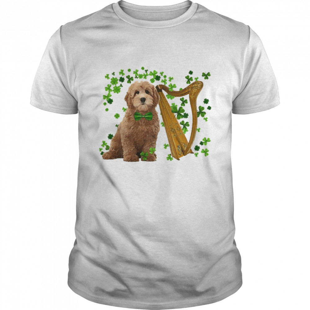 St Patricks Day Irish Lucky Harp Red Goldendoodle Dog Shirt