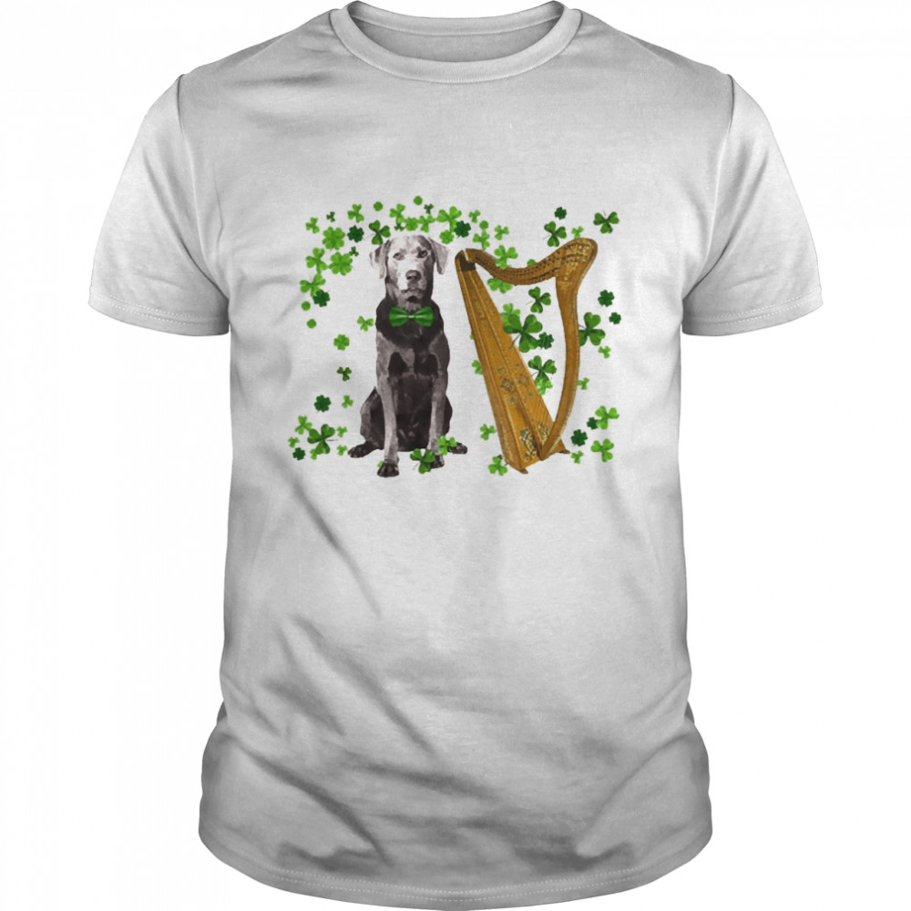 St Patricks Day Irish Lucky Harp Silver Labrador Dog  Classic Men's T-shirt