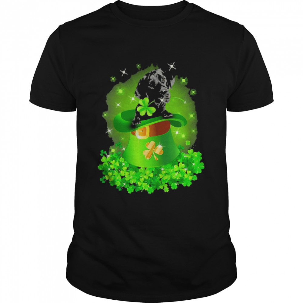 St. Patricks Day Shamrock Lucky Hat Black Labrador Dogs Shirt