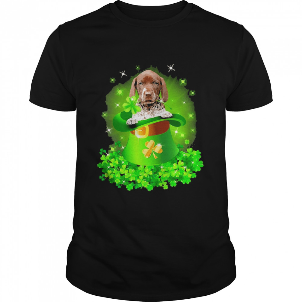 St. Patricks Day Shamrock Lucky Hat German Shorthaired Pointer Dogs Shirt