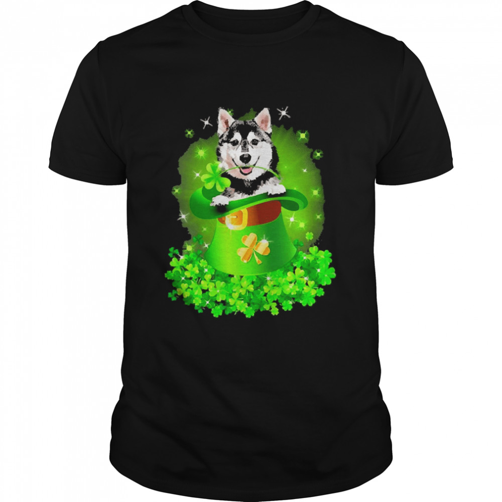 St. Patricks Day Shamrock Lucky Hat Husky Dogs Shirt