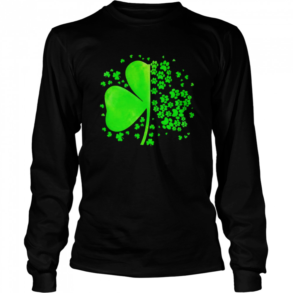 Green Leaf Clover Paw  Long Sleeved T-shirt