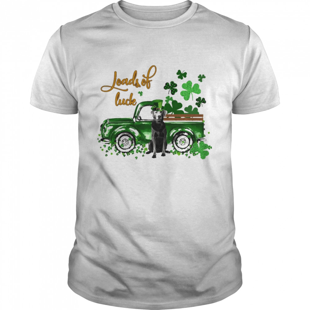 Happy Patricks Day Loads Of Luck Silver Labrador Dog Shirt