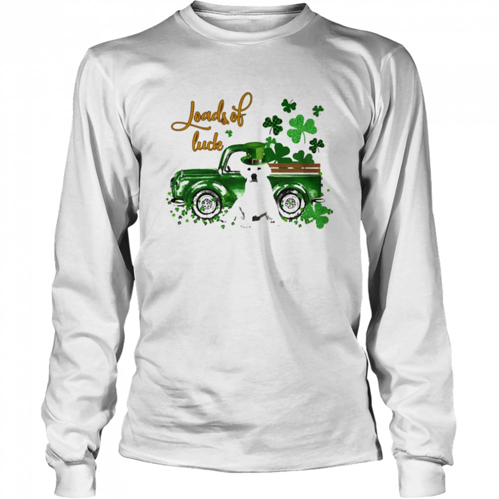 Happy Patricks Day Loads Of Luck White Labrador Dog  Long Sleeved T-shirt