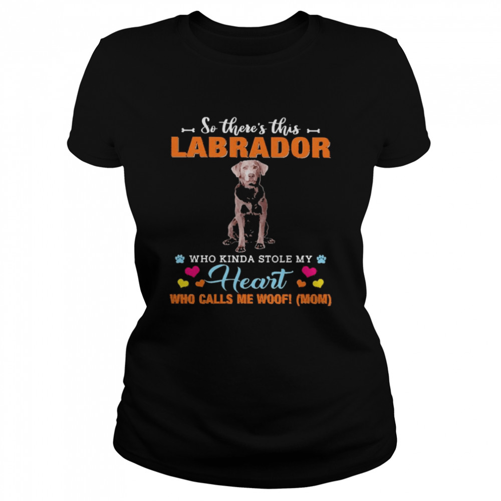 Official a Dog Kinda Stole My Heart So There’s This Silver Labrador Who Kinda Stole My Heart Who Calls Me Woof Mom  Classic Women's T-shirt