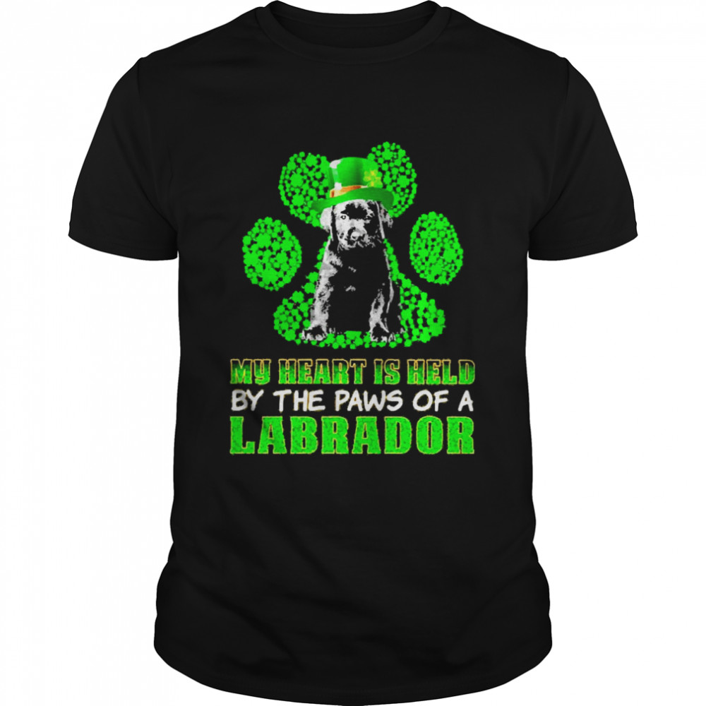 St Patrick’s Day My Heart Is Held By The Paws Of A Black Labrador Pup Shirt
