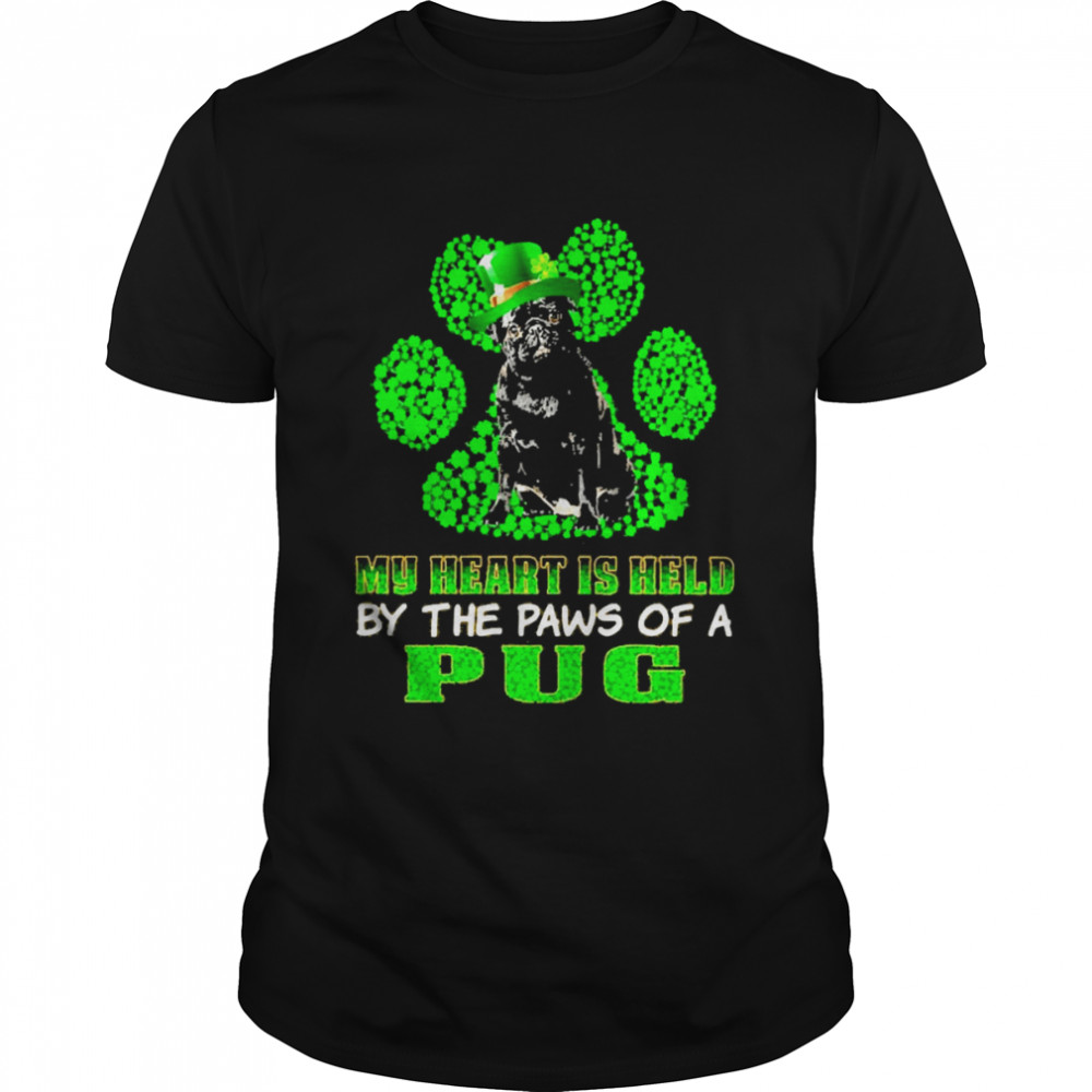 St Patrick’s Day My Heart Is Held By The Paws Of A Black Pug Shirt