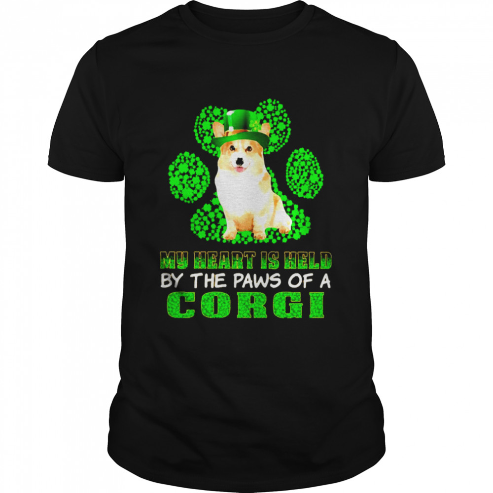 St Patrick’s Day My Heart Is Held By The Paws Of A Corgi Shirt