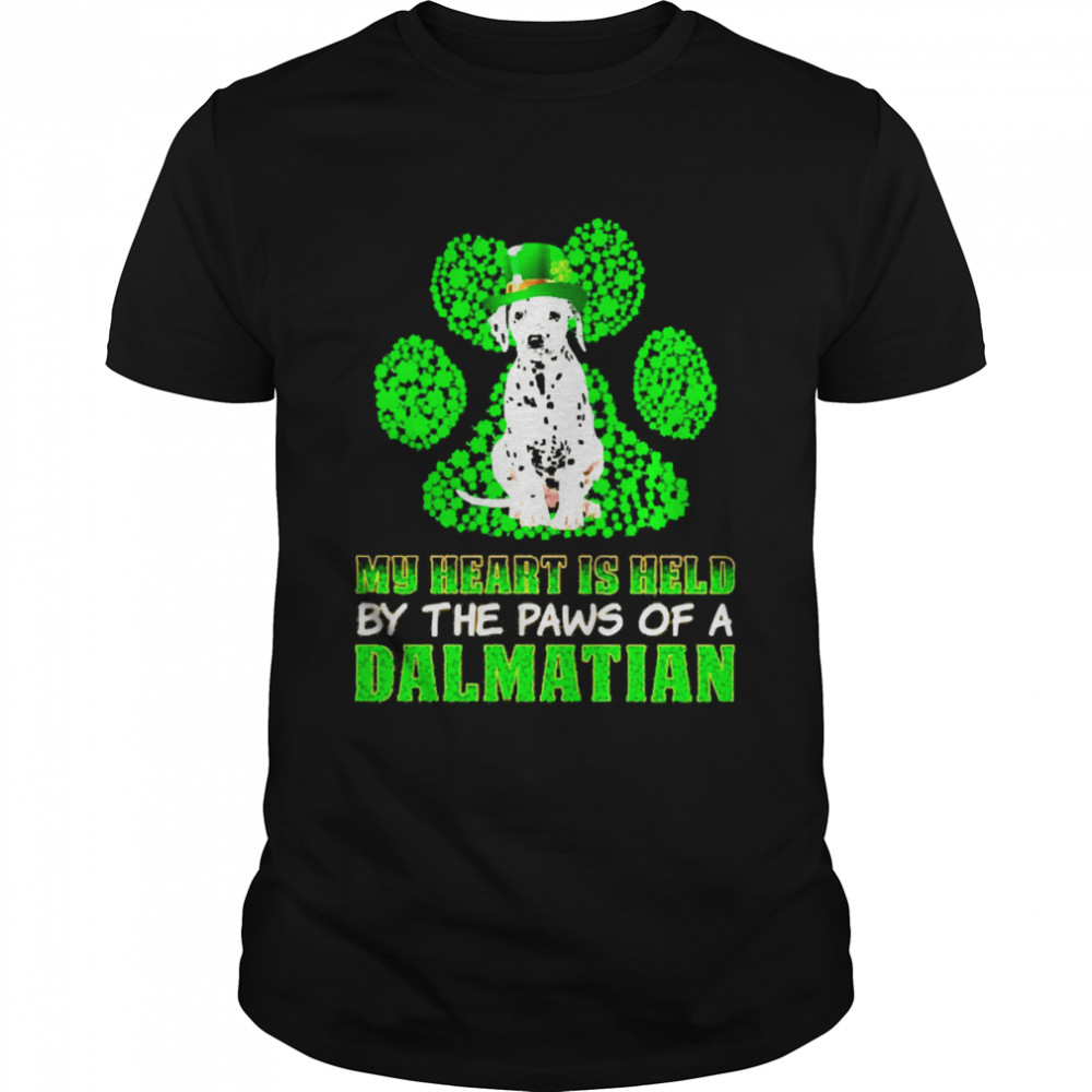 St Patrick’s Day My Heart Is Held By The Paws Of A Dalmatian  Classic Men's T-shirt