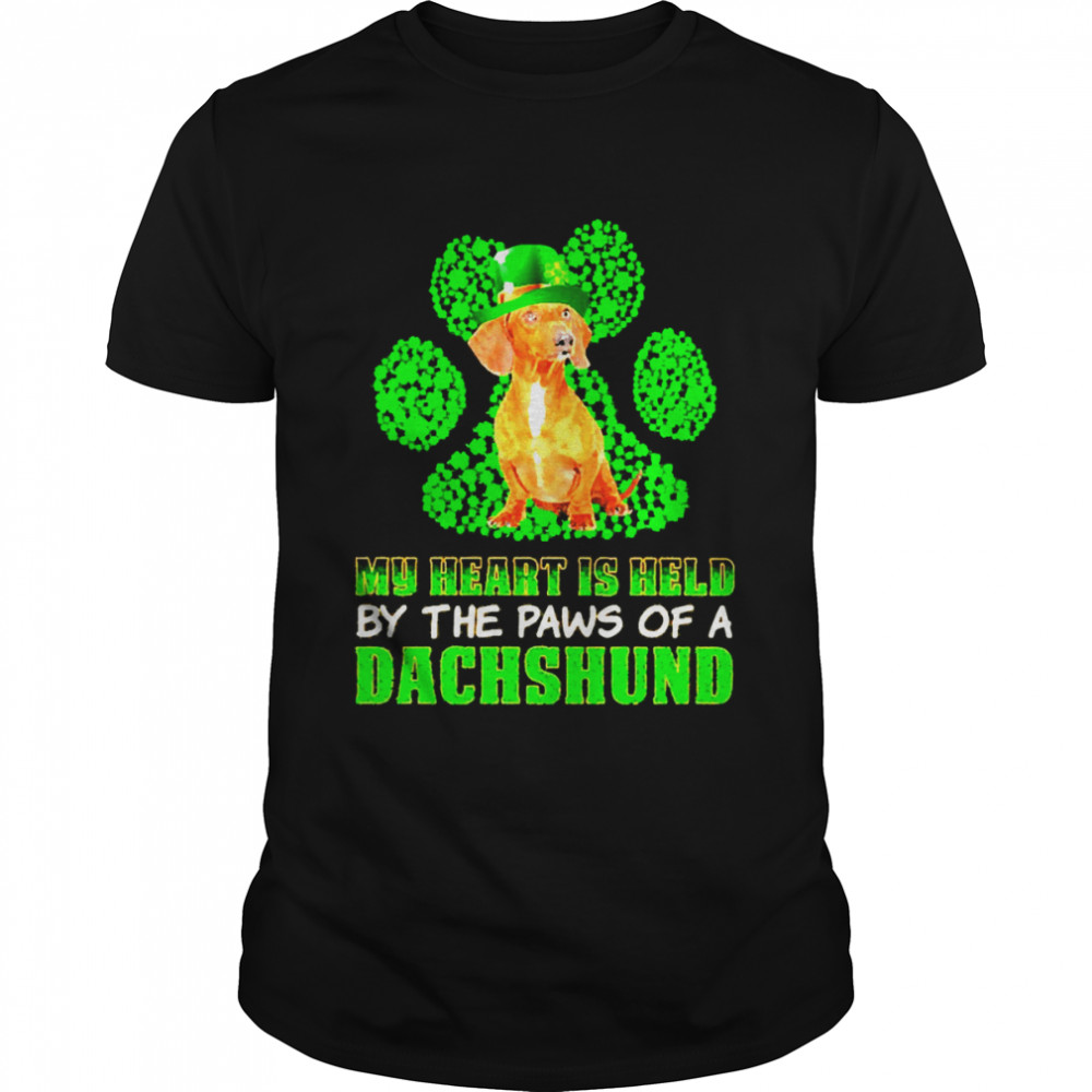 St Patrick’s Day My Heart Is Held By The Paws Of A Red Dachshund Shirt