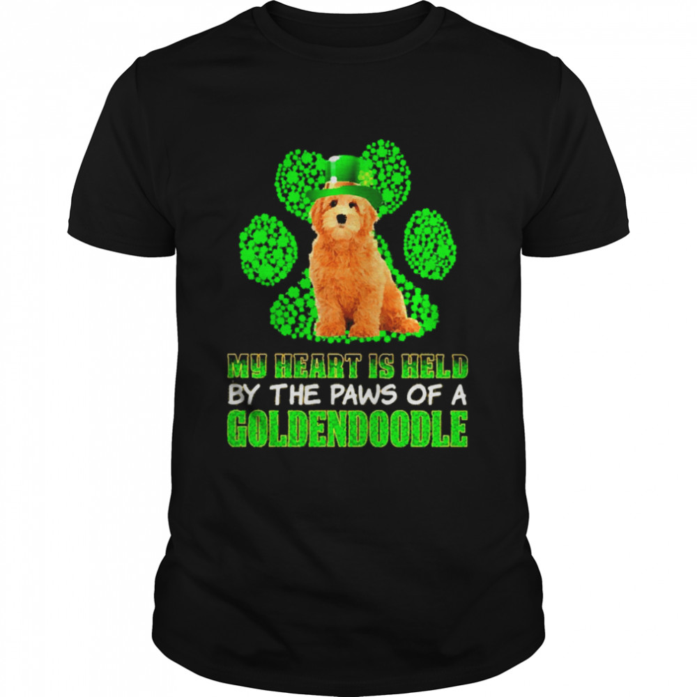 St Patrick’s Day My Heart Is Held By The Paws Of A Red Goldendoodle Shirt