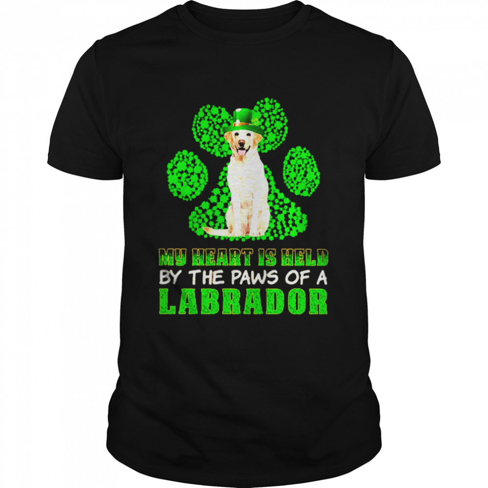 St Patrick’s Day My Heart Is Held By The Paws Of A Yellow Labrador Shirt