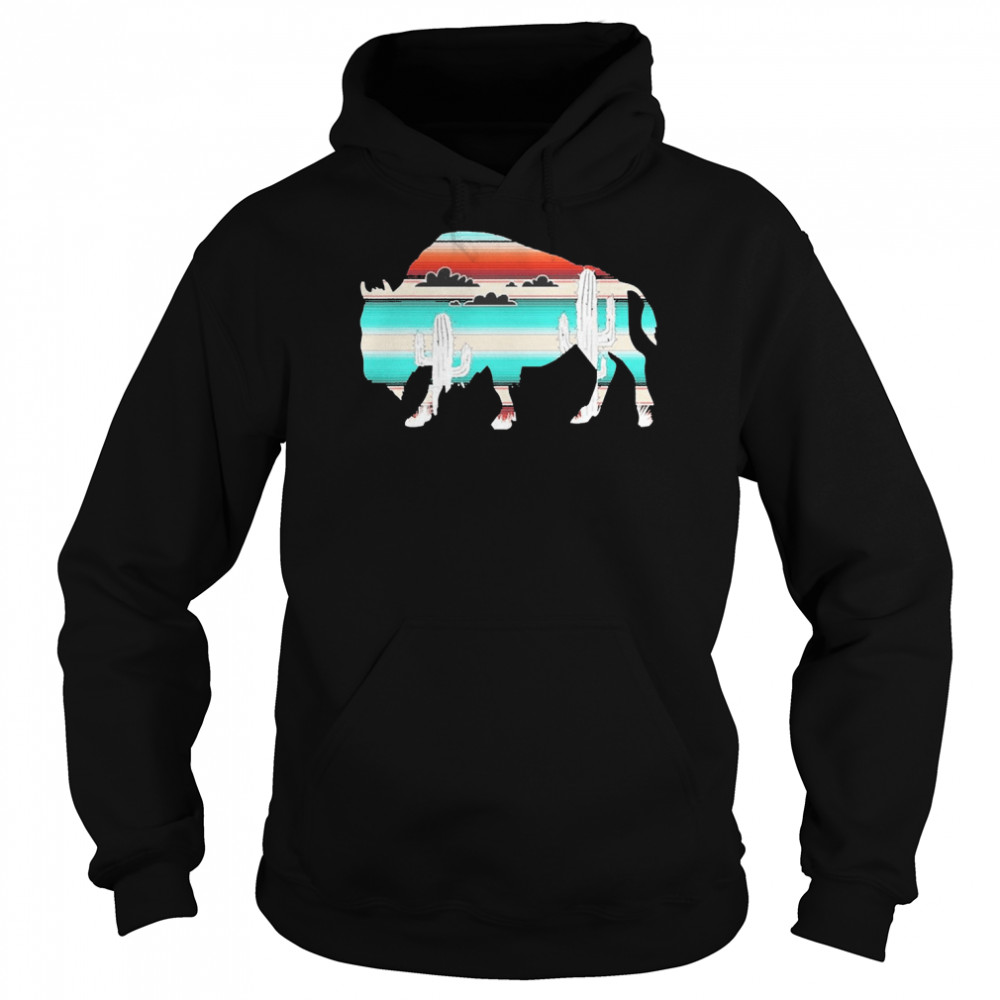 Bison Desert Cactus Serape Western  Unisex Hoodie