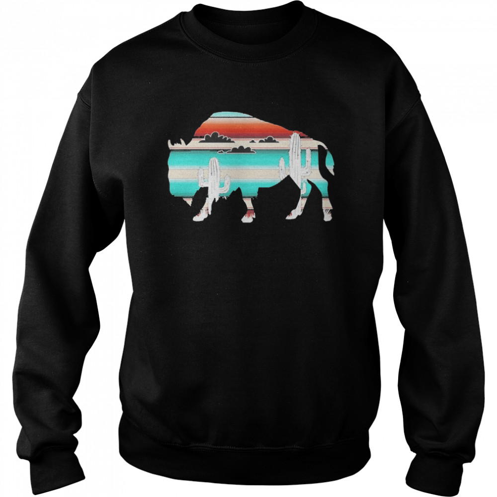 Bison Desert Cactus Serape Western  Unisex Sweatshirt