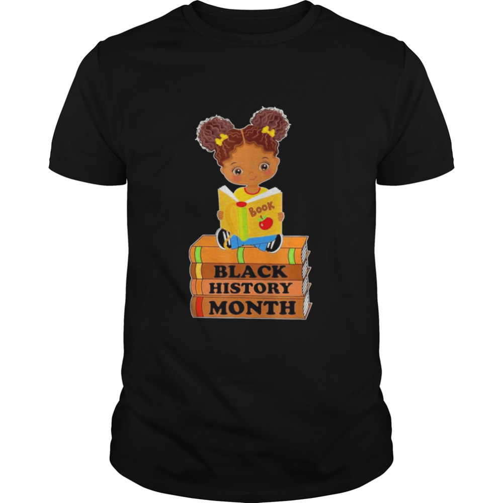 Black History Month Girl Reading Book African Pride Melanin shirt