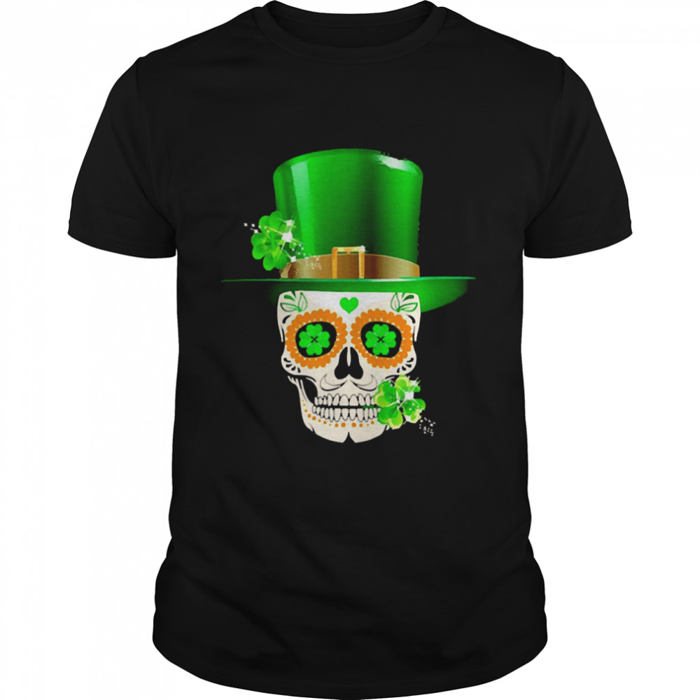 Cool Sugar Skull Saint Patrick’s Day Shamrock Irish Party Shirt