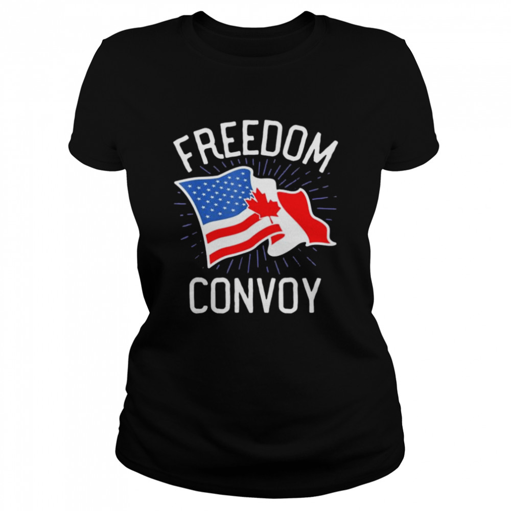 Freedom Convoy 2022 Truckers USA America Canada Flag Support  Classic Women's T-shirt