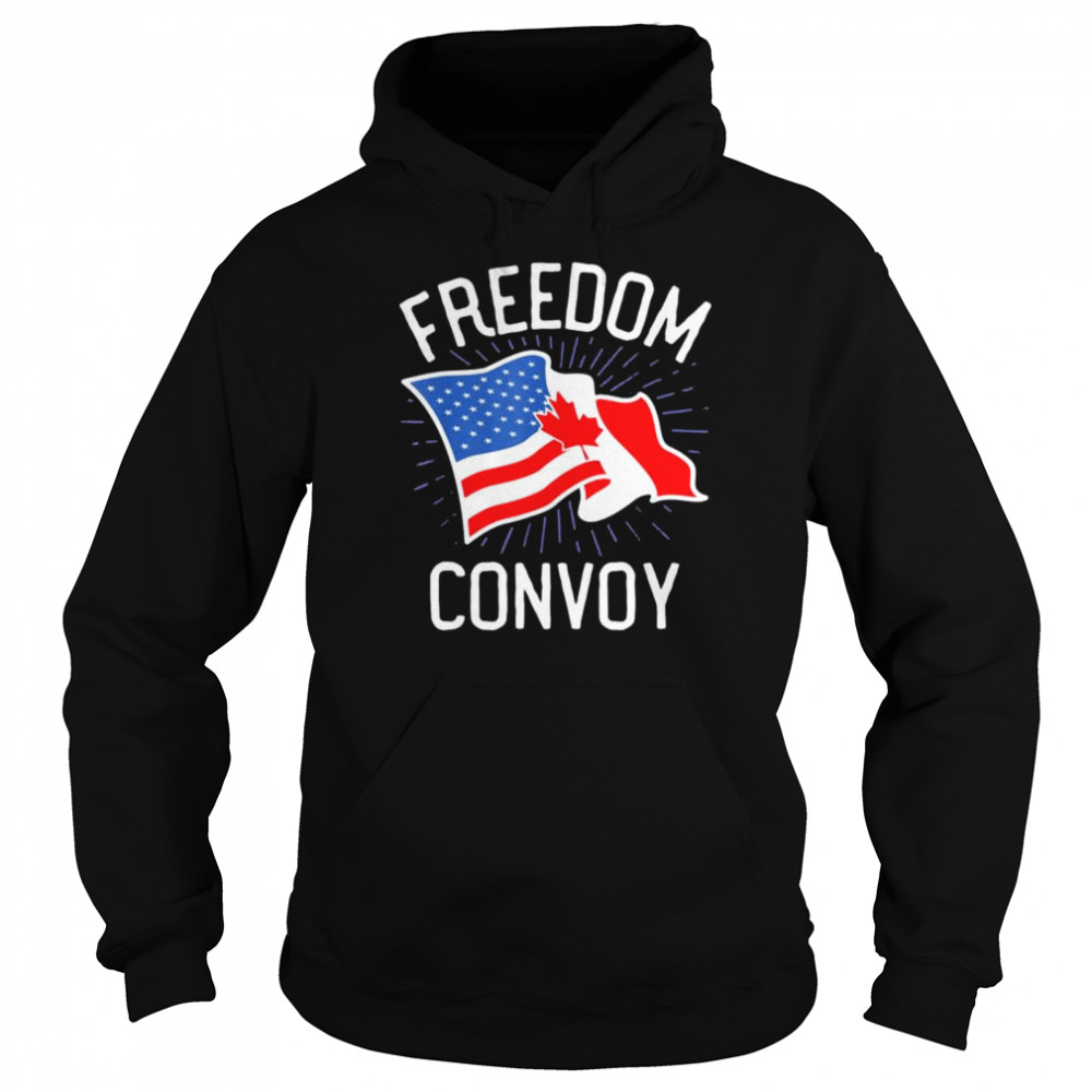 Freedom Convoy 2022 Truckers USA America Canada Flag Support  Unisex Hoodie