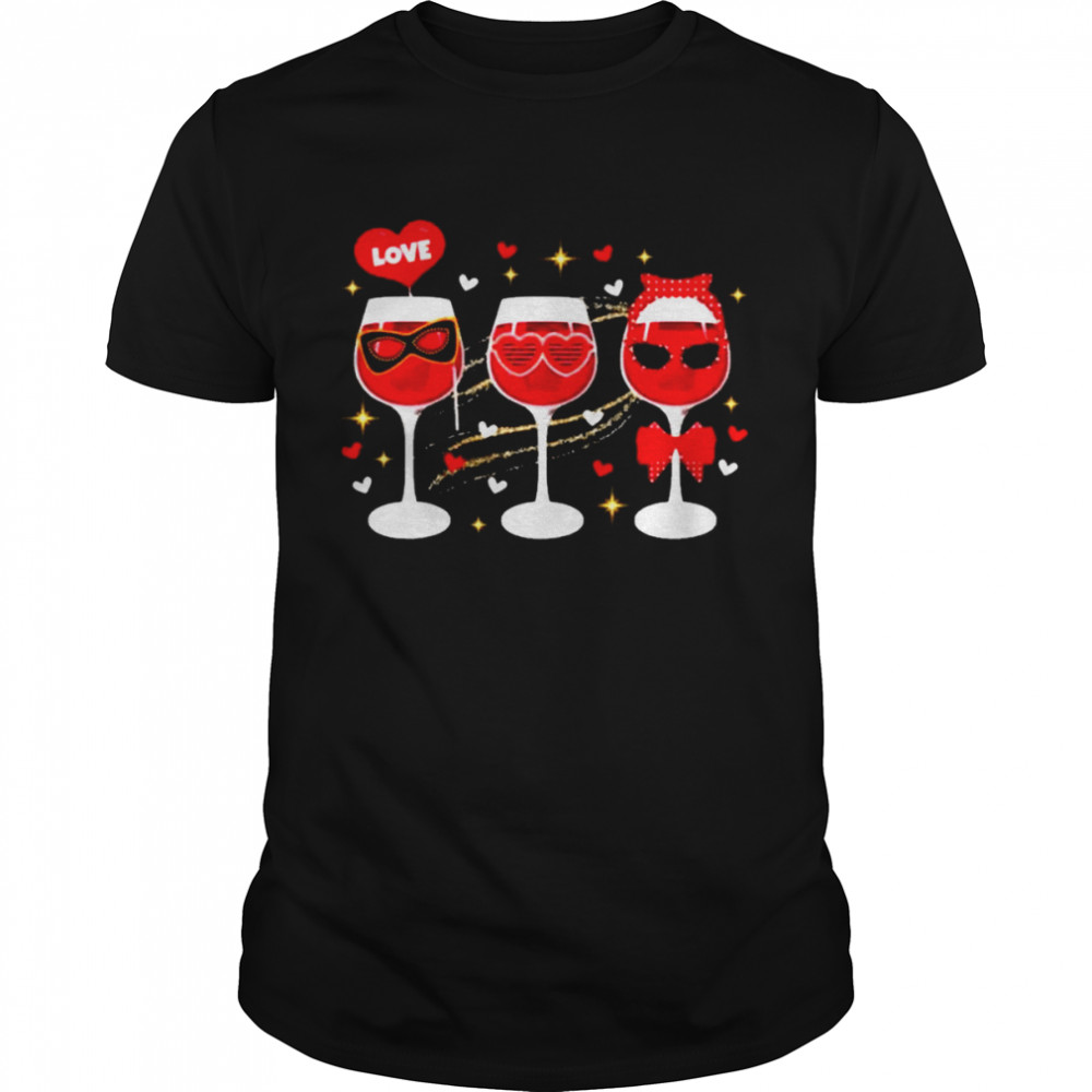 valentine red wine glasses cute T-Shirt