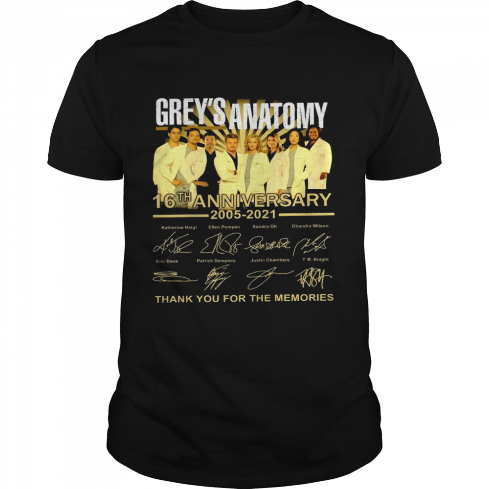 Grey’s anatomy 16th anniversary 2005 2021 thank you for the memories shirt