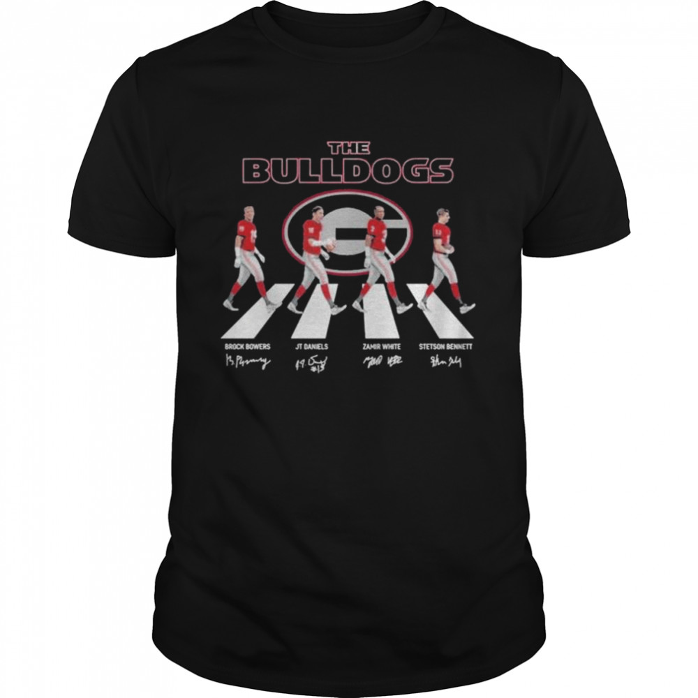 The Bulldogs Abbey Road Brock Bowers Jt Daniels signatures shirt