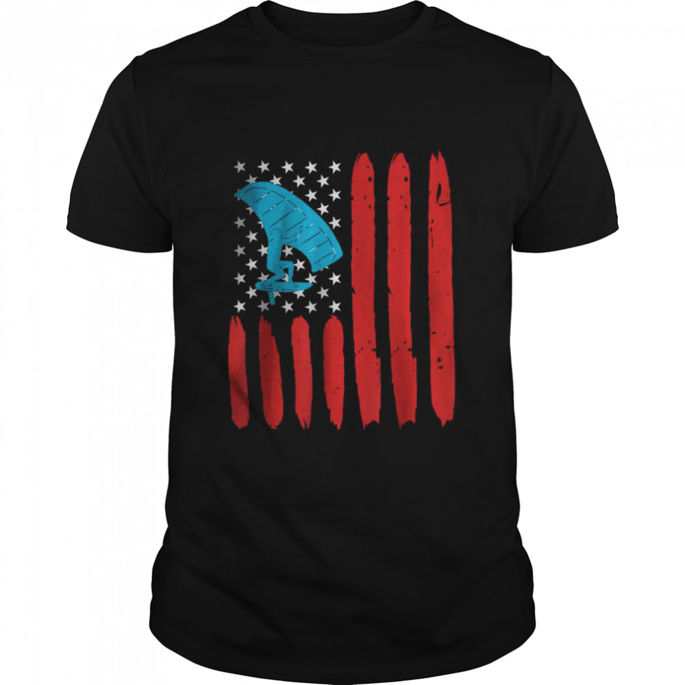 USA Flag Wing Foil Wing Surfer Wingfoil T-Shirt