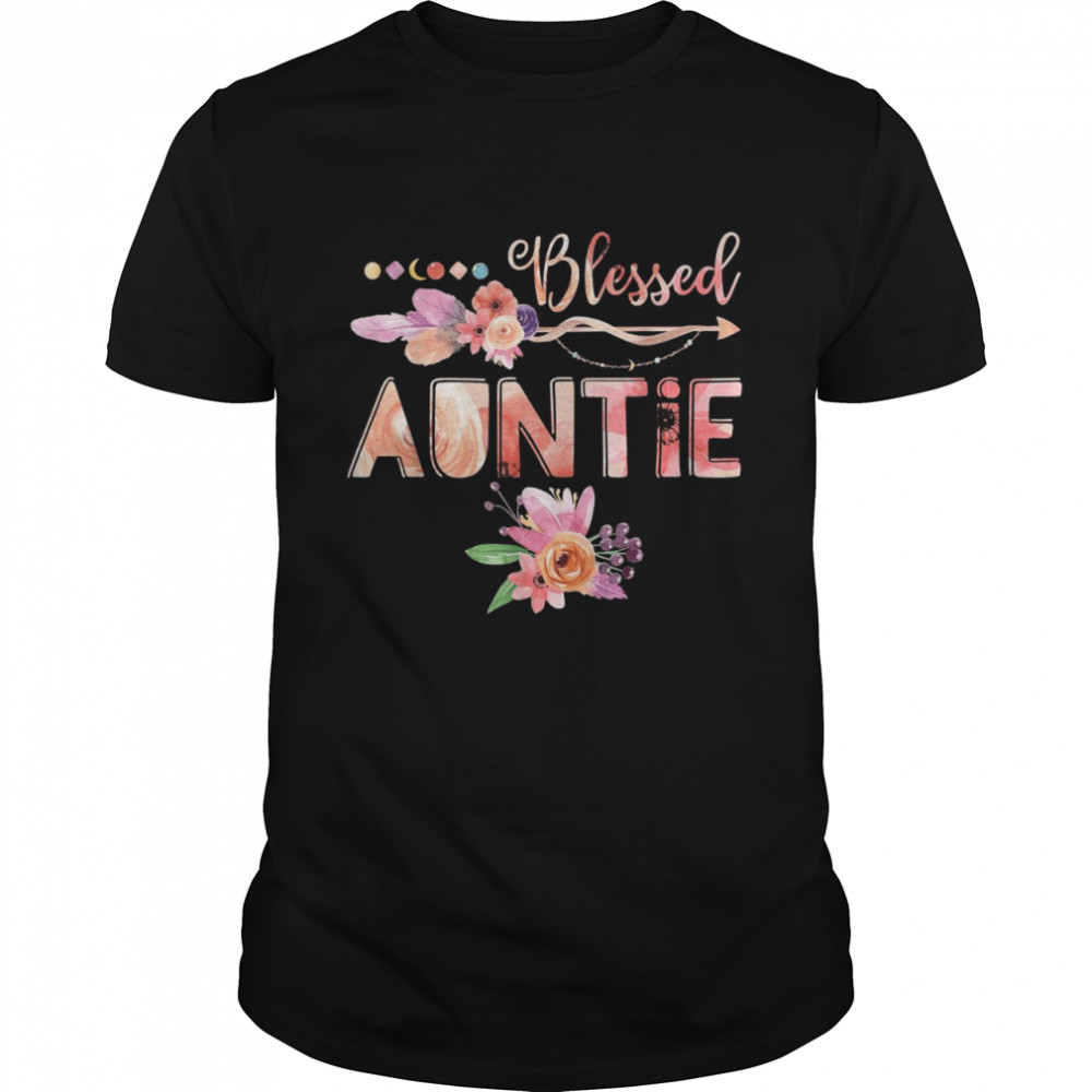 Blessed Auntie Shirt Flower Decor Aunt Shirt