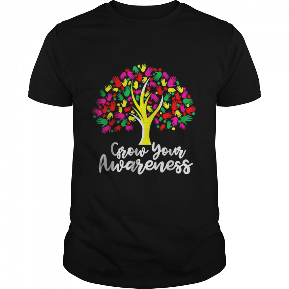 Grow Your Awareness Autism Hand Tree Shirt