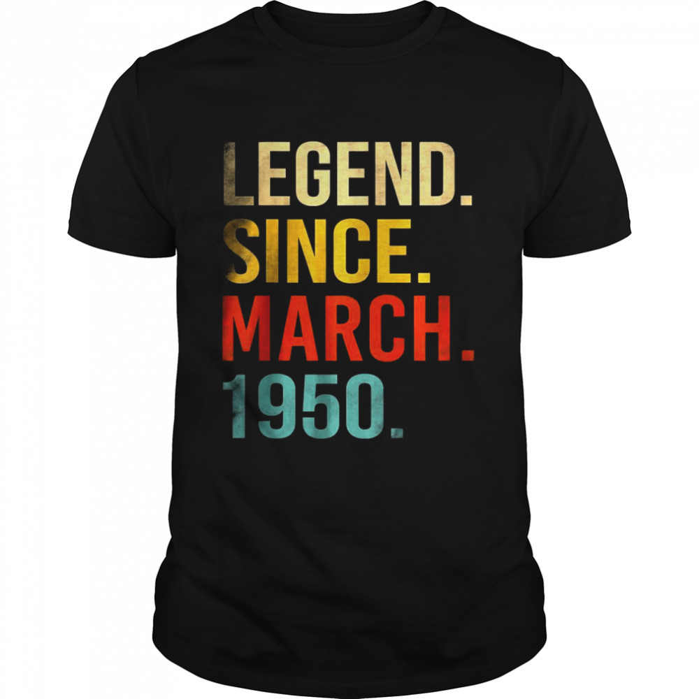 Legend Since March 1950 72th Birthday Gifts 72 Year Old Shirt