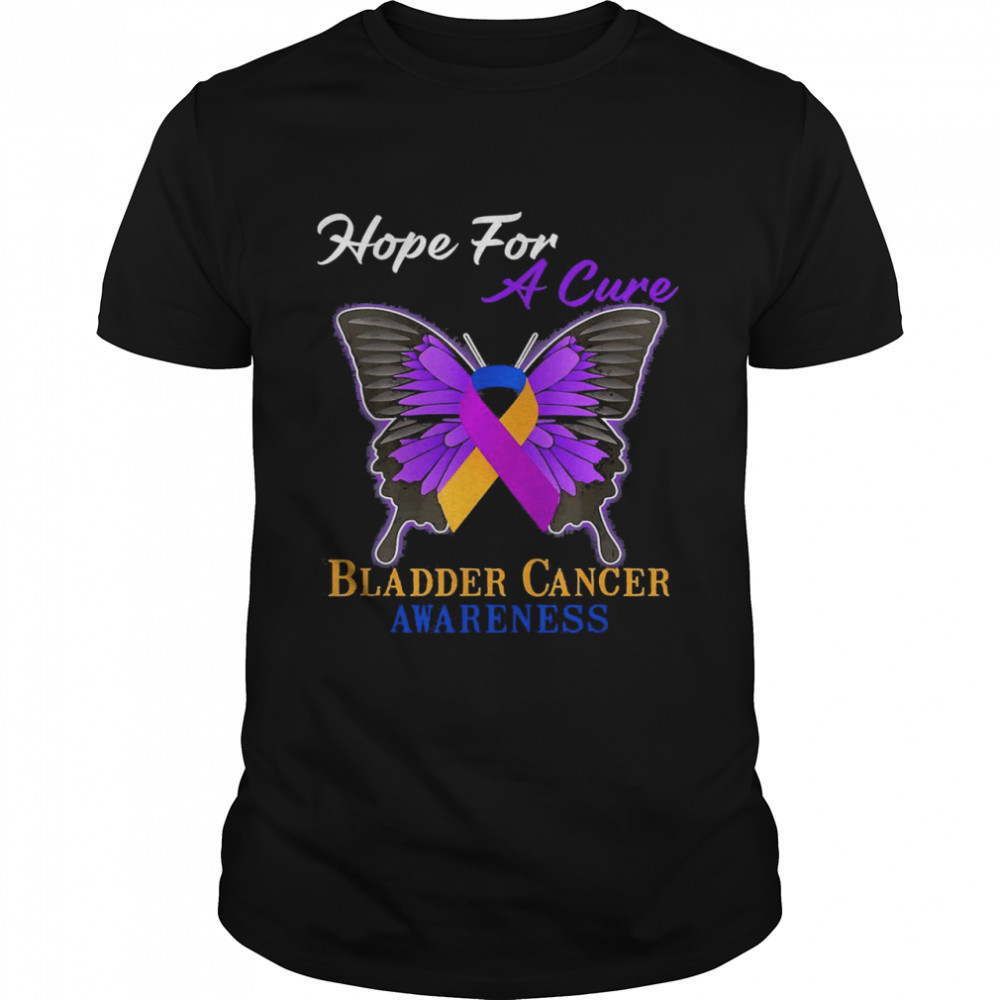 Hope For A Cure Bladder Cancer Awareness Ribbon Butterfly Shirt