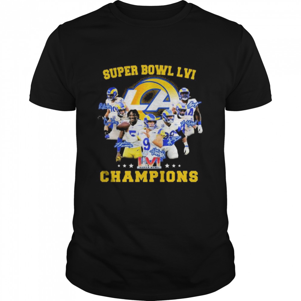 Los Angeles Rams Super Bowl Lvi Signatures Champions T-Shirt