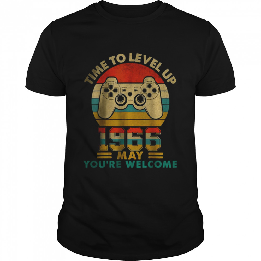 Vintage 1966 May 56 Years Old Video Gamer 56th Birthday T-Shirt