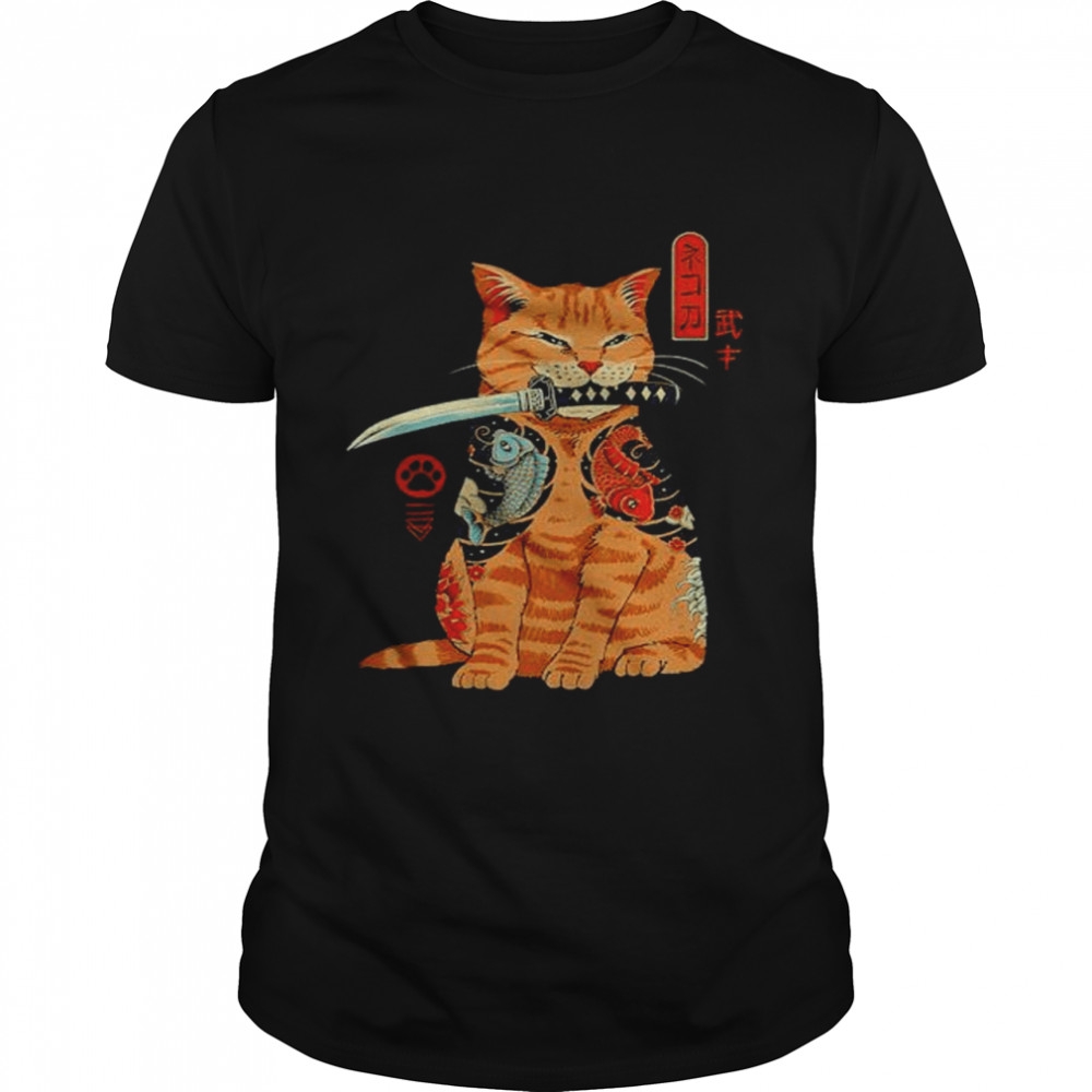 Cat samurai catana shirt