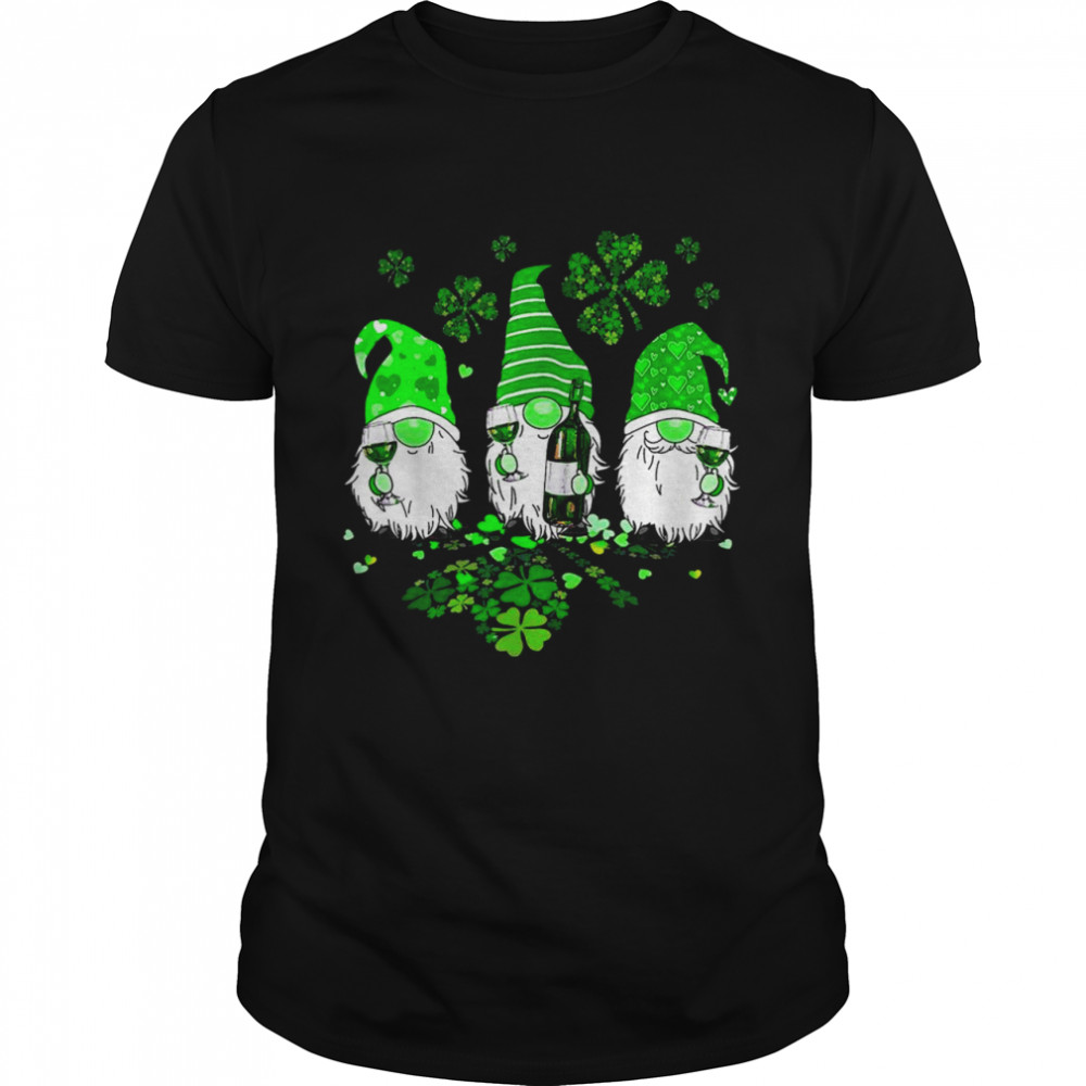 Funny Gnome Wine Happy St Patrick Day Pajama Shirt