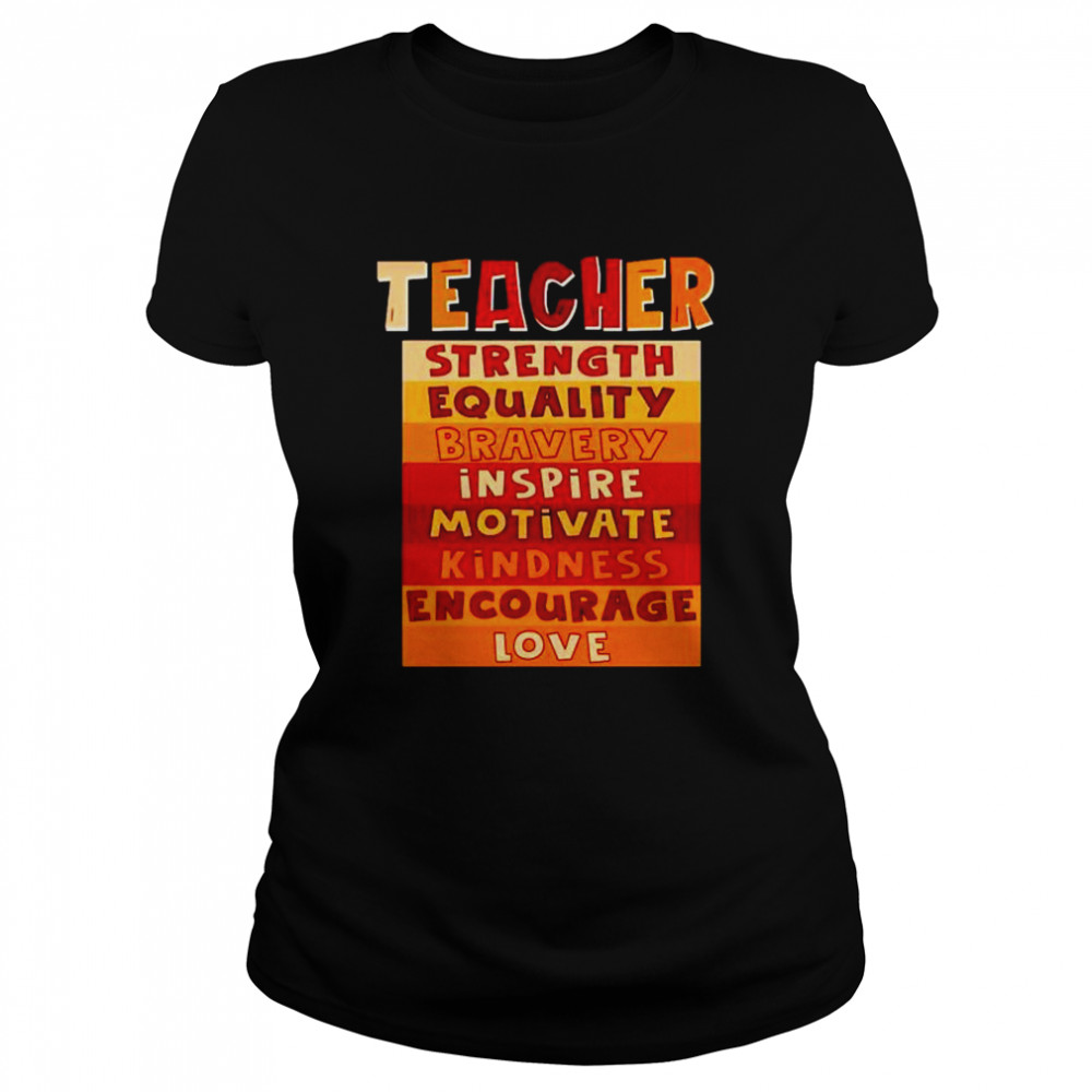 Teacher strength equality bravery inspire motivate shirt Classic Women's T-shirt