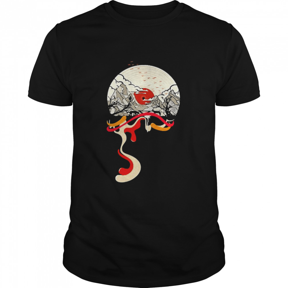 Vinyl Record Sunset Shimmer Landscape Musician Shirt